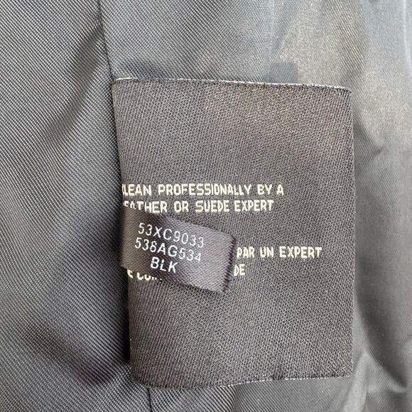 Cole Haan Coat Sz XL Black Wool Cashmere Blend Leather Zip Mid Length Preppy - Picture 14 of 16